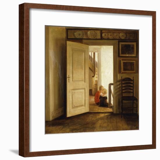 Children in an Interior-Carl Holsoe-Framed Giclee Print