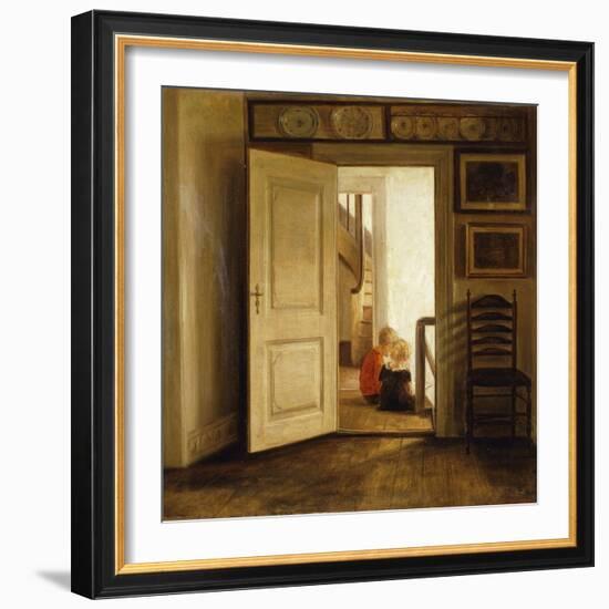 Children in an Interior-Carl Holsoe-Framed Giclee Print