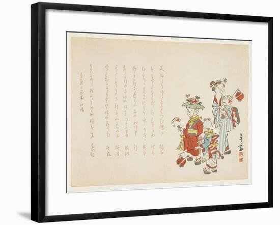 Children in Festive Attire, 1866-Miyake Eisai-Framed Giclee Print