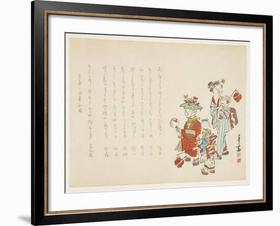 Children in Festive Attire, 1866-Miyake Eisai-Framed Giclee Print