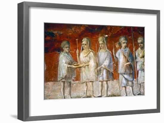 Children in religious procession, Roman wall painting from Ostia, c2nd-3rd century-Unknown-Framed Giclee Print