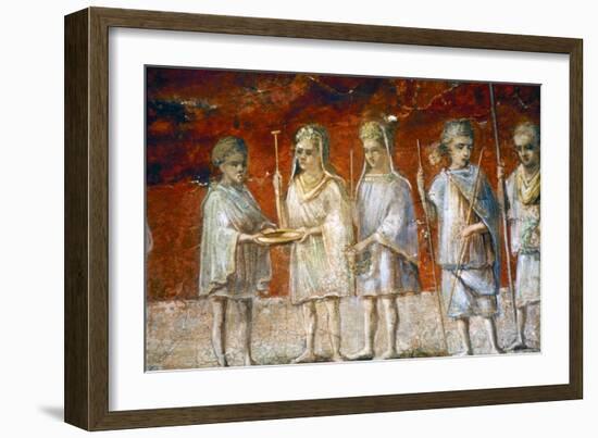 Children in religious procession, Roman wall painting from Ostia, c2nd-3rd century-Unknown-Framed Giclee Print