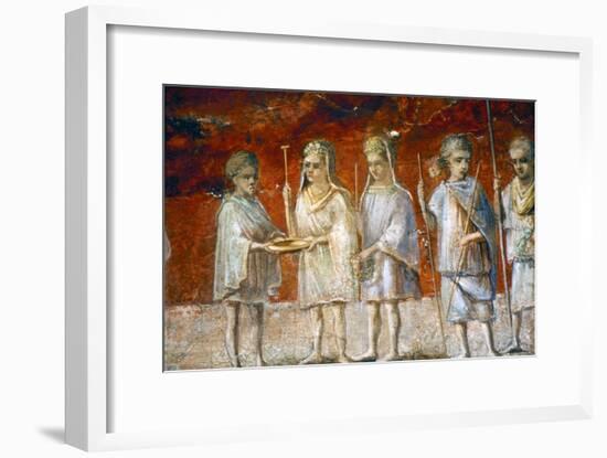 Children in religious procession, Roman wall painting from Ostia, c2nd-3rd century-Unknown-Framed Giclee Print