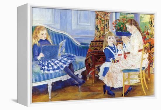 Children in the Afternoon in Wargemont-Pierre-Auguste Renoir-Framed Stretched Canvas