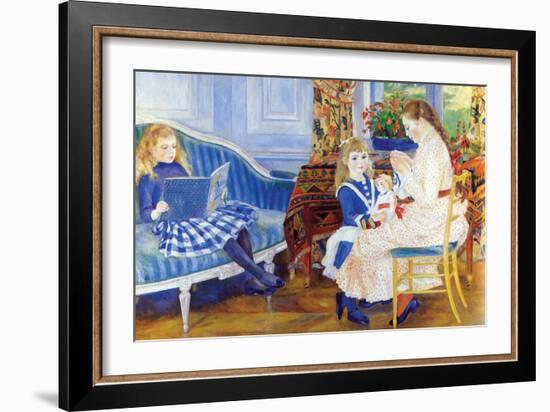 Children in the Afternoon in Wargemont-Pierre-Auguste Renoir-Framed Art Print