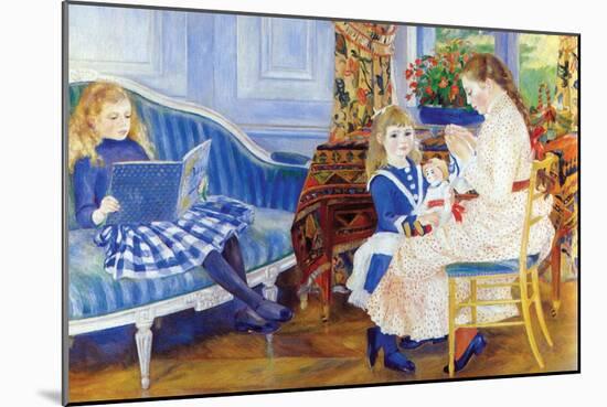Children in the Afternoon in Wargemont-Pierre-Auguste Renoir-Mounted Art Print