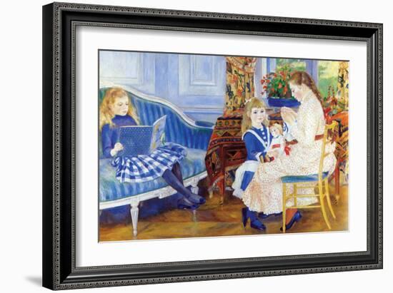 Children in the Afternoon in Wargemont-Pierre-Auguste Renoir-Framed Art Print