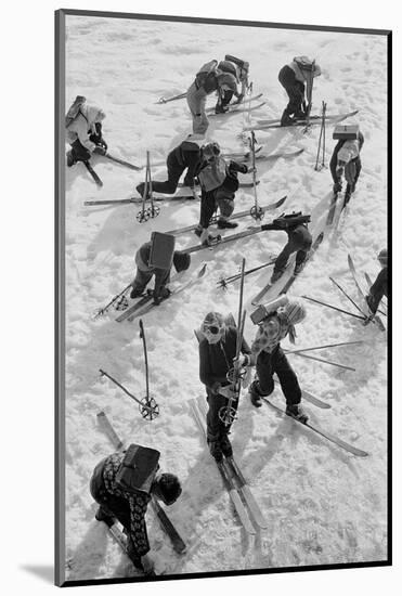 Children in the Austrian Enns-Valley ski to school.-Erich Lessing-Mounted Photographic Print