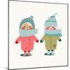 Children in Winter Cloth. Winter Kids Outfit Childish Illustration. Raster Variant.-Popmarleo-Mounted Premium Giclee Print