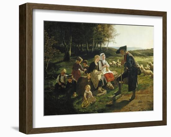 Children Listen to a Shepherd, 1868-Hubert Salentin-Framed Giclee Print