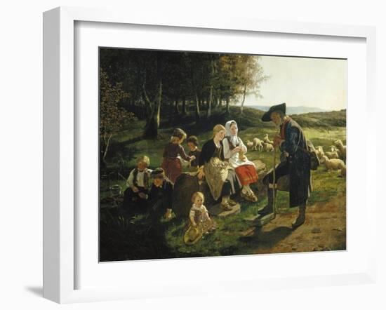 Children Listen to a Shepherd, 1868-Hubert Salentin-Framed Giclee Print