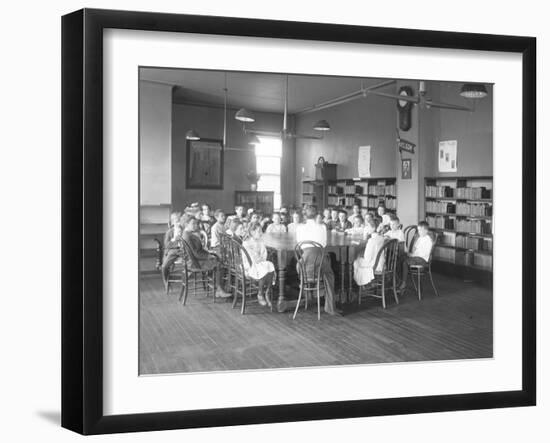 Children Listen to a Woman in the Reading Room-William Davis Hassler-Framed Photographic Print