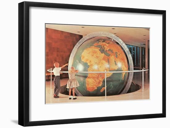 Children Looking at Giant Globe-null-Framed Art Print