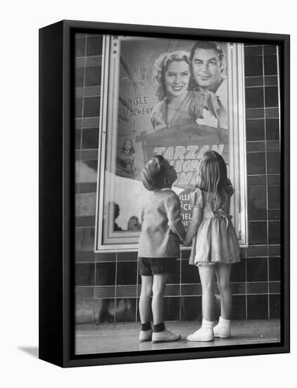 Children Looking at Posters Outside Movie Theater-Charles E^ Steinheimer-Framed Premier Image Canvas