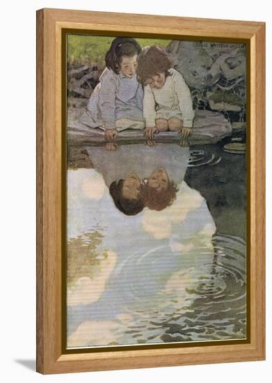 Children Looking at their Reflections, from 'A Child's Garden of Verses' by Robert Louis…-Jessie Willcox-Smith-Framed Premier Image Canvas