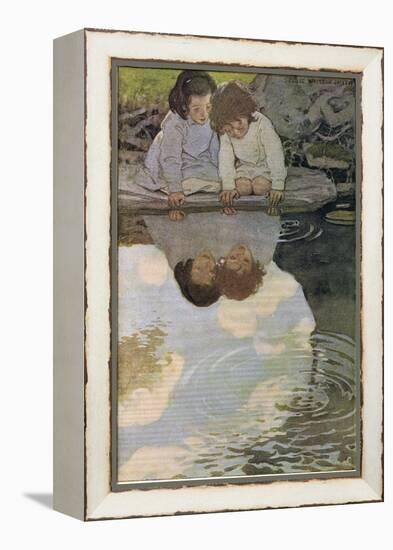 Children Looking at their Reflections, from 'A Child's Garden of Verses' by Robert Louis…-Jessie Willcox-Smith-Framed Premier Image Canvas