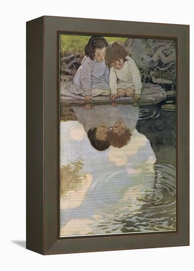 Children Looking at their Reflections, from 'A Child's Garden of Verses' by Robert Louis…-Jessie Willcox-Smith-Framed Premier Image Canvas