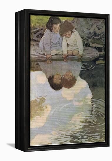 Children Looking at their Reflections, from 'A Child's Garden of Verses' by Robert Louis…-Jessie Willcox-Smith-Framed Premier Image Canvas