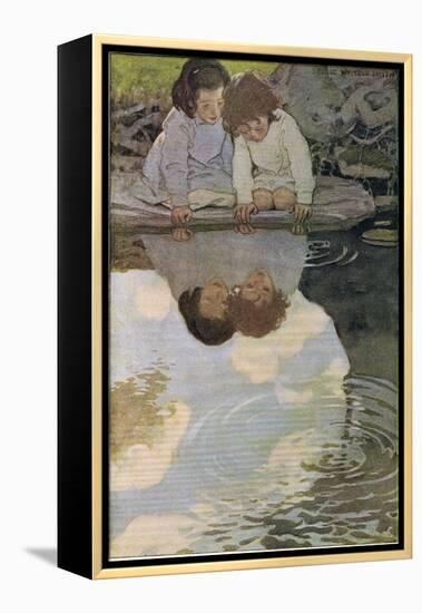 Children Looking at their Reflections, from 'A Child's Garden of Verses' by Robert Louis…-Jessie Willcox-Smith-Framed Premier Image Canvas