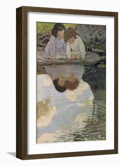 Children Looking at their Reflections, from 'A Child's Garden of Verses' by Robert Louis…-Jessie Willcox-Smith-Framed Giclee Print