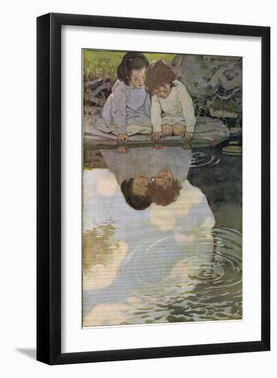 Children Looking at their Reflections, from 'A Child's Garden of Verses' by Robert Louis…-Jessie Willcox-Smith-Framed Giclee Print