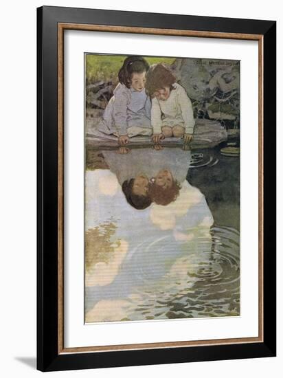 Children Looking at their Reflections, from 'A Child's Garden of Verses' by Robert Louis…-Jessie Willcox-Smith-Framed Giclee Print