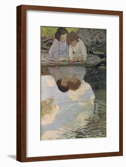 Children Looking at their Reflections, from 'A Child's Garden of Verses' by Robert Louis…-Jessie Willcox-Smith-Framed Giclee Print