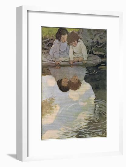 Children Looking at their Reflections, from 'A Child's Garden of Verses' by Robert Louis…-Jessie Willcox-Smith-Framed Premium Giclee Print