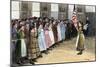 Children of Immigrants Saluting the American Flag in an Industrial School in New York City, circa 1-null-Mounted Giclee Print