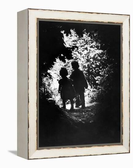 Children of Photographer with Eugene Smith Walking Hand in Hand in Woods Behind His Home-W^ Eugene Smith-Framed Premier Image Canvas