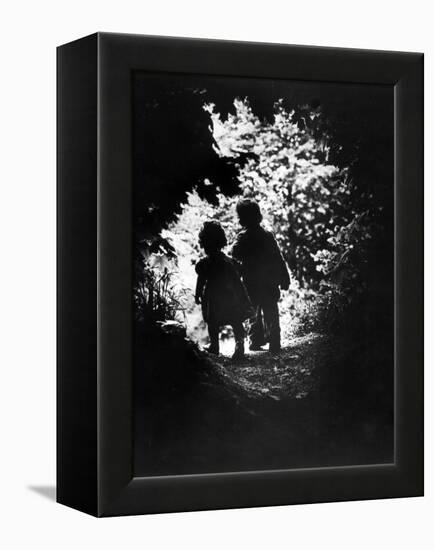 Children of Photographer with Eugene Smith Walking Hand in Hand in Woods Behind His Home-W^ Eugene Smith-Framed Premier Image Canvas