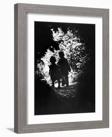 Children of Photographer with Eugene Smith Walking Hand in Hand in Woods Behind His Home-W^ Eugene Smith-Framed Photographic Print