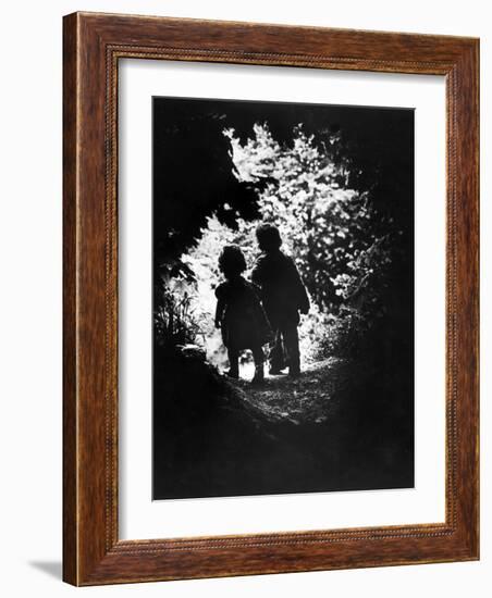 Children of Photographer with Eugene Smith Walking Hand in Hand in Woods Behind His Home-W^ Eugene Smith-Framed Photographic Print