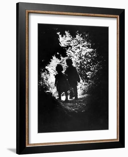 Children of Photographer with Eugene Smith Walking Hand in Hand in Woods Behind His Home-W^ Eugene Smith-Framed Photographic Print