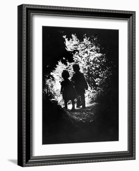 Children of Photographer with Eugene Smith Walking Hand in Hand in Woods Behind His Home-W^ Eugene Smith-Framed Photographic Print