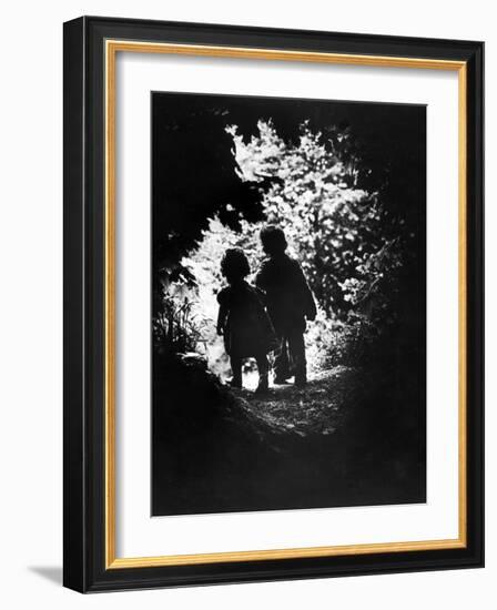 Children of Photographer with Eugene Smith Walking Hand in Hand in Woods Behind His Home-W^ Eugene Smith-Framed Photographic Print