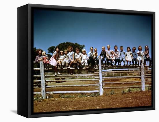 Children of Rancher Tom Hall Lined up on Fence-Loomis Dean-Framed Premier Image Canvas