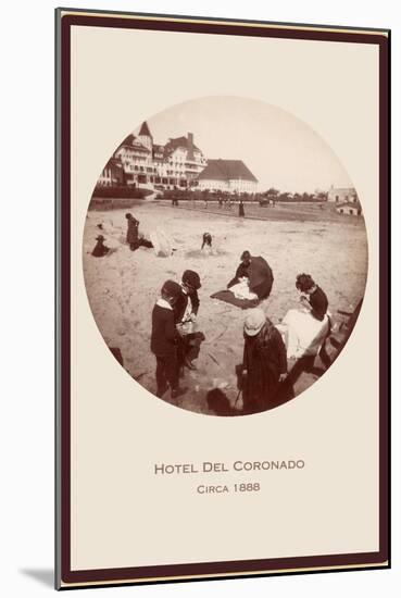 Children on Beach, Hotel del Coronado, San Diego, California-null-Mounted Art Print