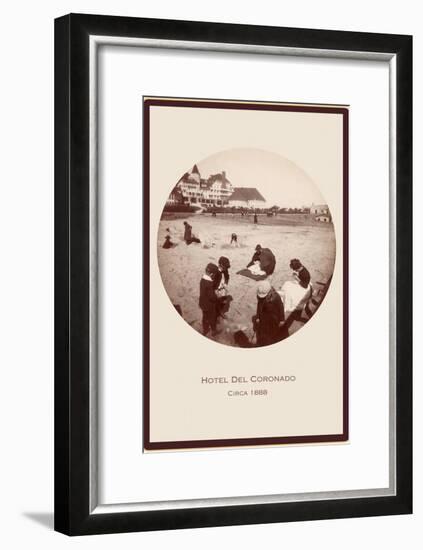 Children on Beach, Hotel del Coronado, San Diego, California-null-Framed Art Print