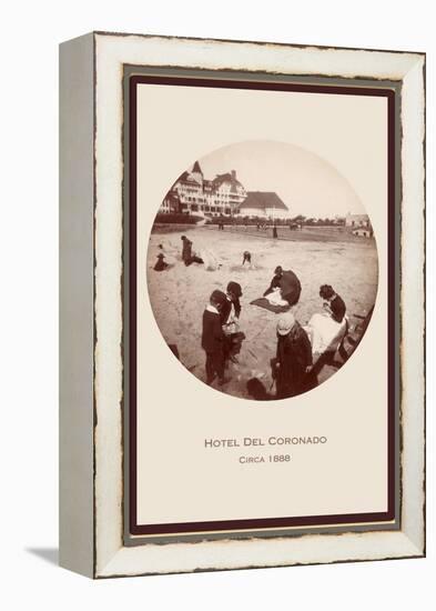 Children on Beach, Hotel del Coronado, San Diego, California-null-Framed Stretched Canvas