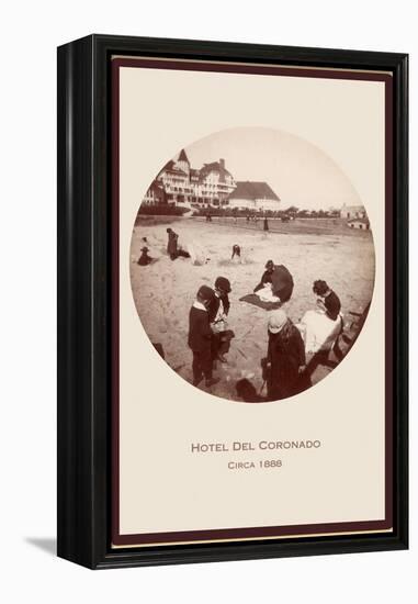 Children on Beach, Hotel del Coronado, San Diego, California-null-Framed Stretched Canvas