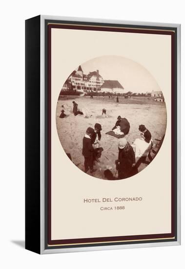 Children on Beach, Hotel del Coronado, San Diego, California-null-Framed Stretched Canvas