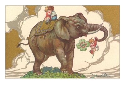 'Children on Elephant' Art Print | Art.com