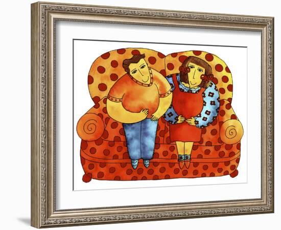 Children on Settee, 2003-Julie Nicholls-Framed Giclee Print