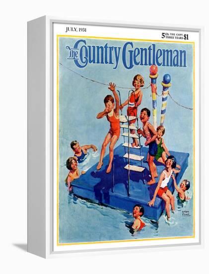 "Children on Swimming Platform," Country Gentleman Cover, July 1, 1931-William Meade Prince-Framed Premier Image Canvas