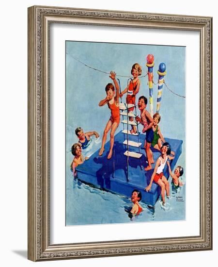 "Children on Swimming Platform,"July 1, 1931-William Meade Prince-Framed Giclee Print