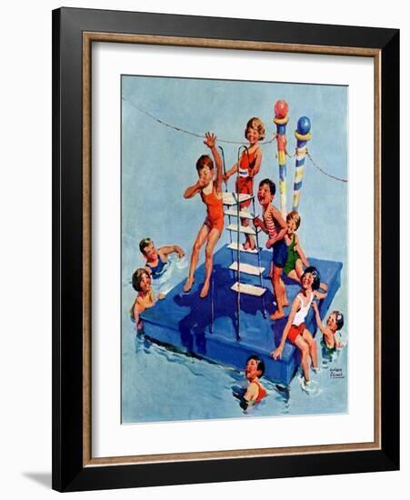 "Children on Swimming Platform,"July 1, 1931-William Meade Prince-Framed Giclee Print