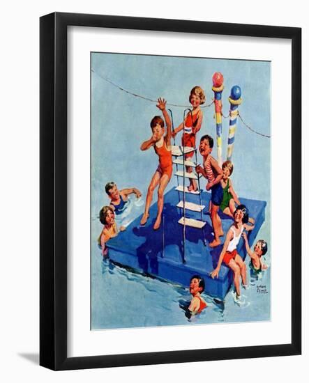 "Children on Swimming Platform,"July 1, 1931-William Meade Prince-Framed Giclee Print