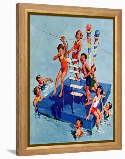 "Children on Swimming Platform,"July 1, 1931-William Meade Prince-Framed Premier Image Canvas