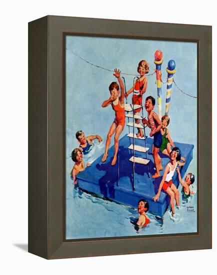 "Children on Swimming Platform,"July 1, 1931-William Meade Prince-Framed Premier Image Canvas